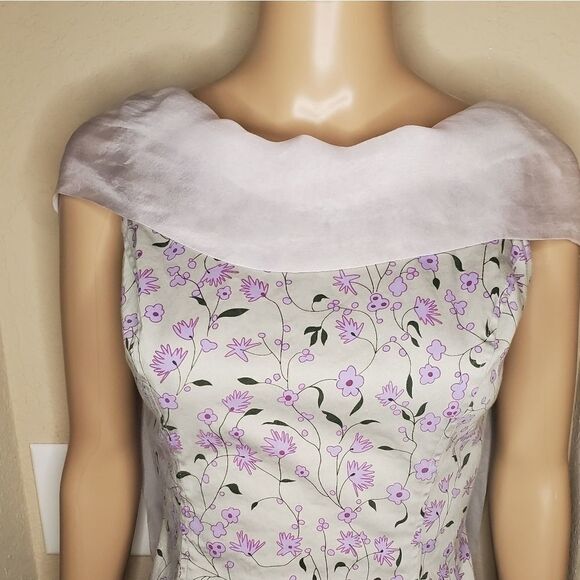 Vintage lavender floral print midi dress by Bellum - Picture 3 of 11
